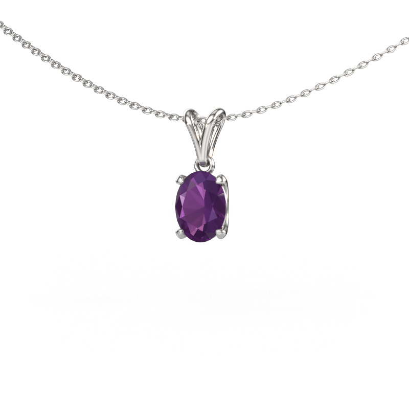 Bild von Anhänger Sam OVL 585 Weißgold Amethyst 8x6 mm