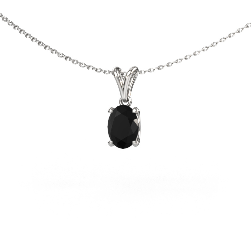 Image of Pendant Sam OVL 950 platinum Black diamond 1.40 crt