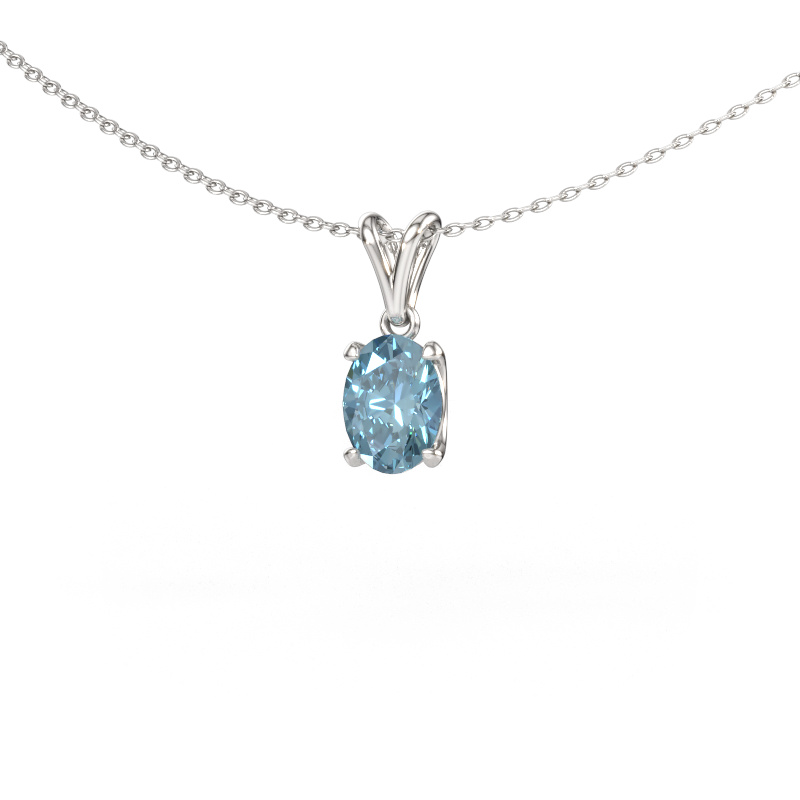 Immagine di Ciondolo Sam OVL 950 platino Diamante lab grown blu 8x6 mm