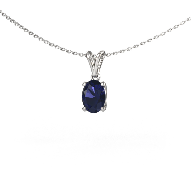Image of Pendant Sam OVL 950 platinum Sapphire 8x6 mm