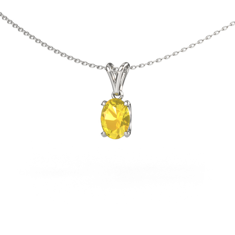 Image of Pendant Sam OVL 950 platinum Yellow sapphire 8x6 mm