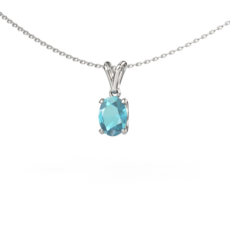 Bild von Anhänger Sam OVL 585 Weißgold Blau Topas 8x6 mm