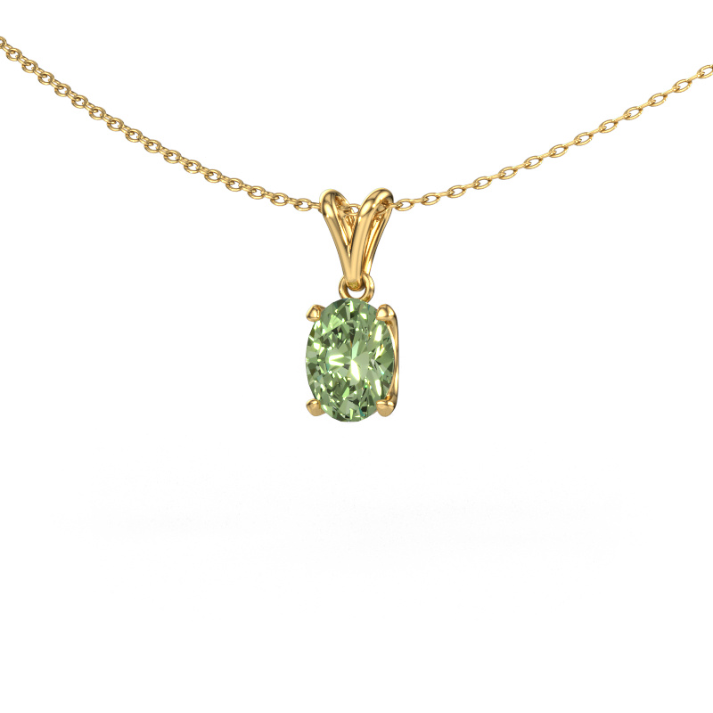 Image de Pendentif Sam OVL 585 or jaune Diamants synthétiques vert 8x6 mm