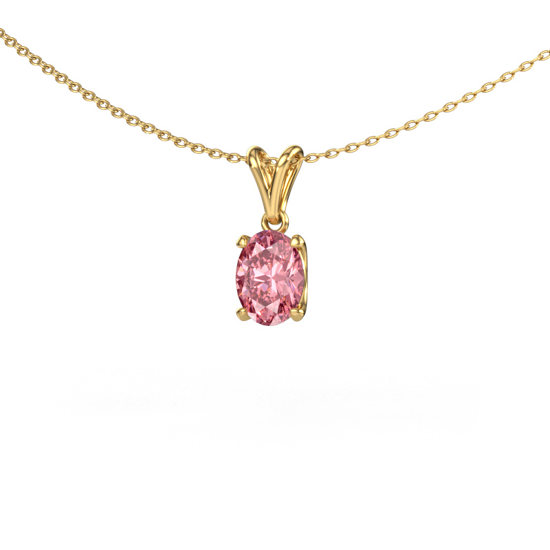 Image of Pendant Sam OVL 585 gold Pink lab grown diamond 8x6 mm