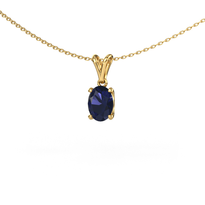 Image of Pendant Sam OVL 585 gold Sapphire 8x6 mm
