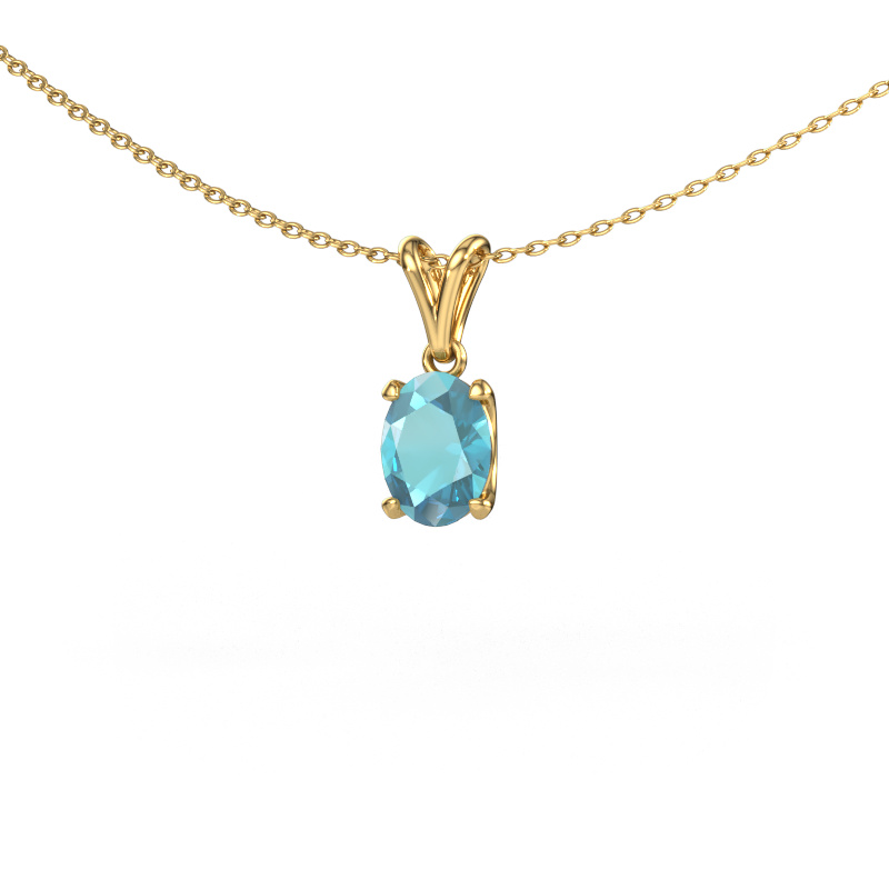 Bild von Anhänger Sam OVL 585 Gold Blau Topas 8x6 mm