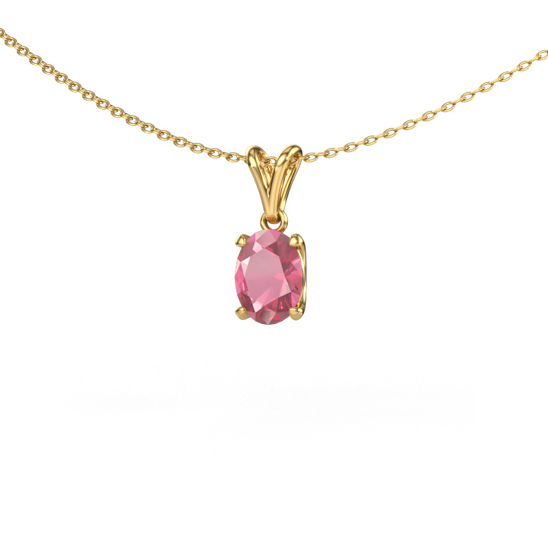 Image of Pendant Sam OVL 585 gold Tourmaline pink 8x6 mm