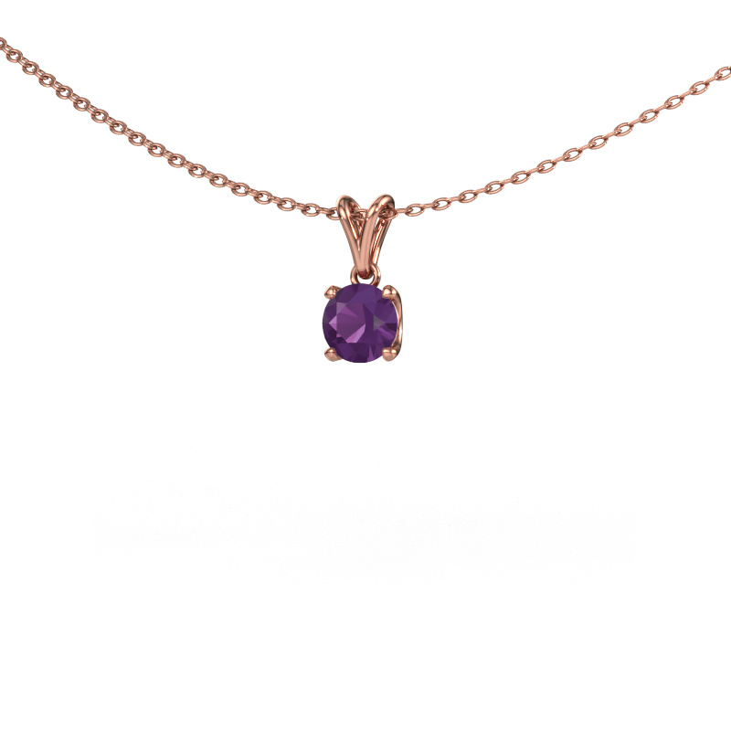 Image of Pendant Sam RND 585 rose gold Amethyst 5 mm