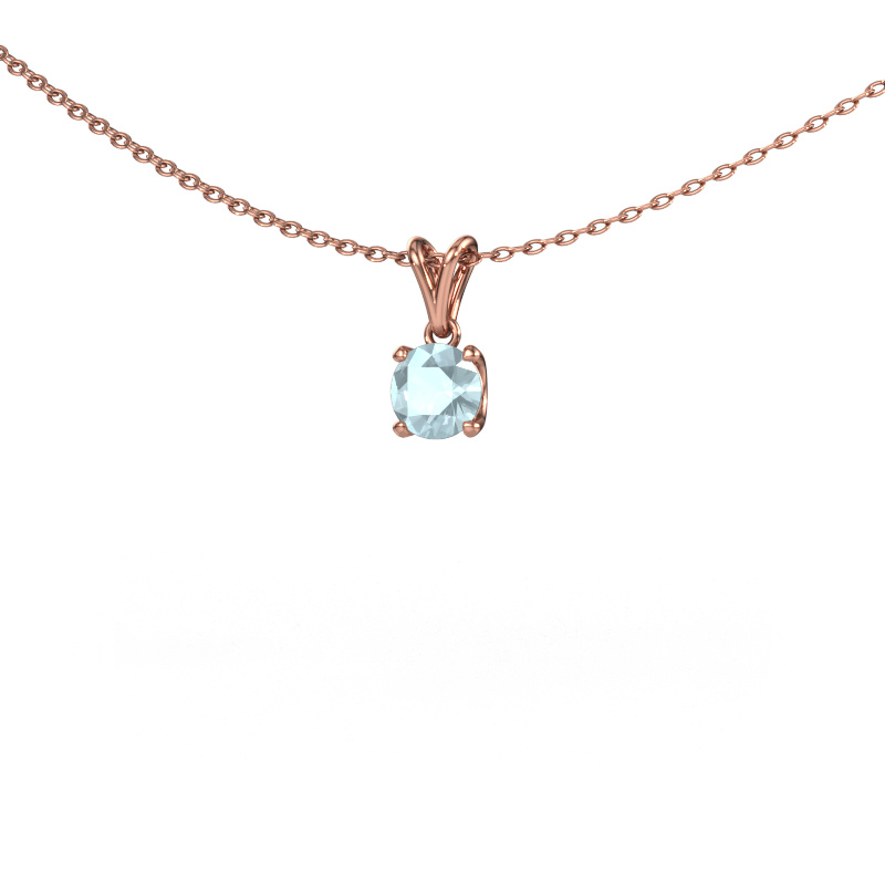 Image of Pendant Sam RND 585 rose gold Aquamarine 5 mm