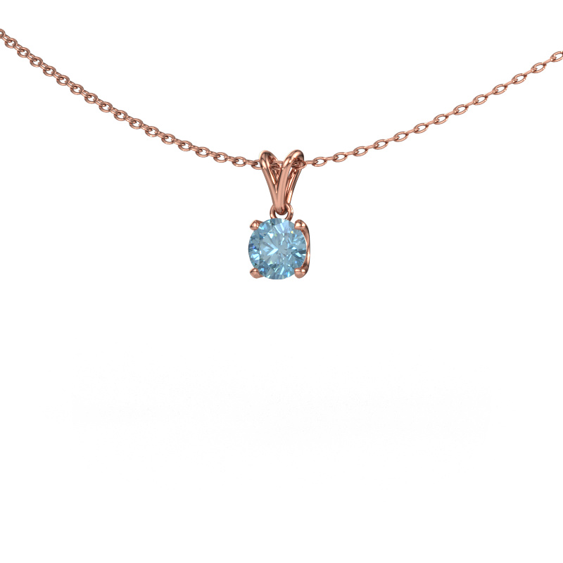 Afbeelding van Hanger Sam RND 585 rosé goud Blauwe lab grown diamant 5 mm