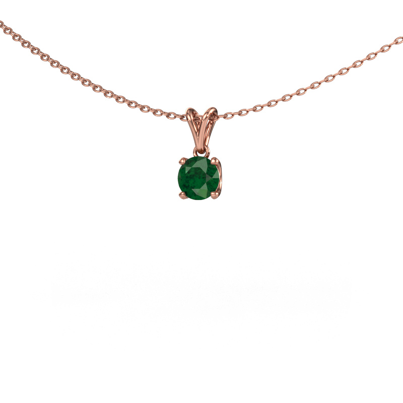 Image of Pendant Sam RND 585 rose gold Emerald 5 mm