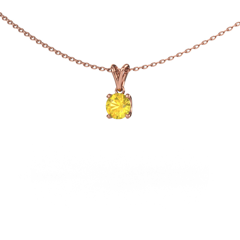 Afbeelding van Hanger Sam RND 585 rosé goud Gele saffier 5 mm