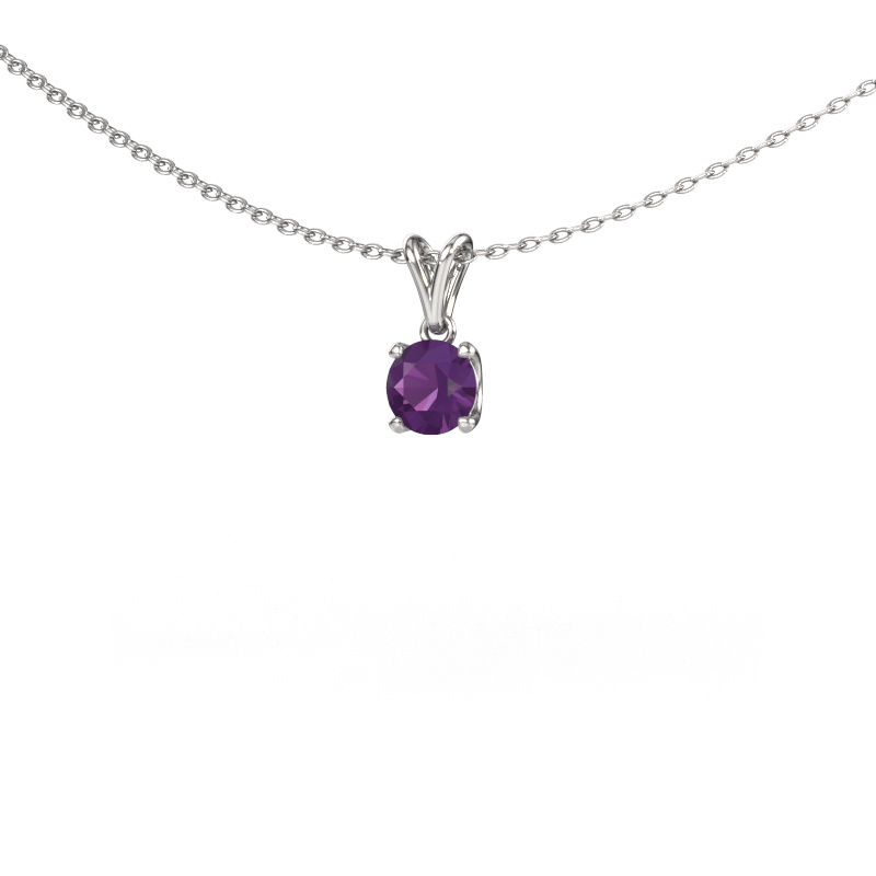 Image of Pendant Sam RND 585 white gold Amethyst 5 mm