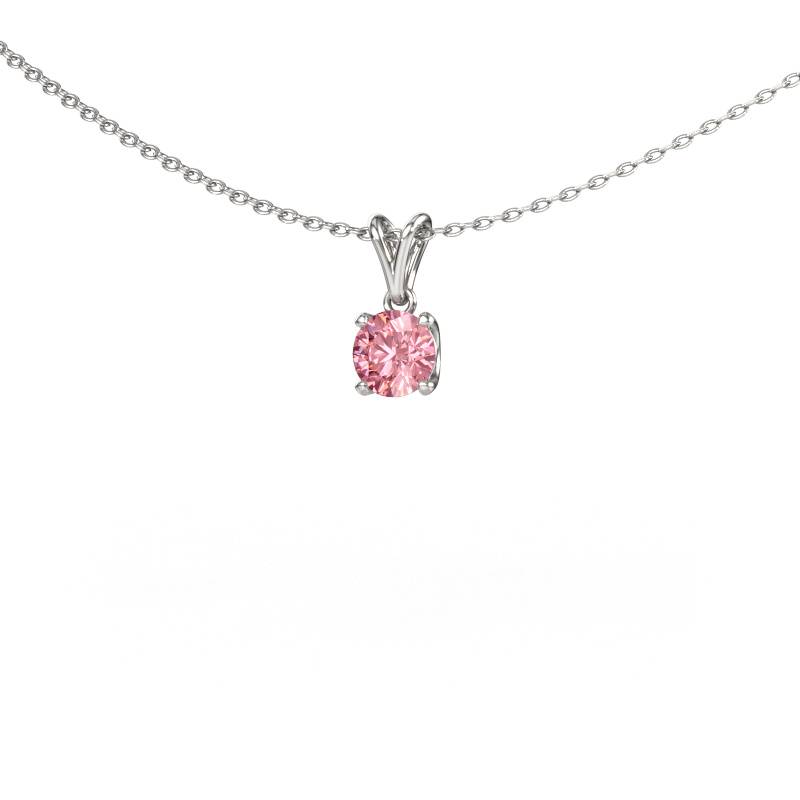 Afbeelding van Hanger Sam RND 585 witgoud Roze lab grown diamant 5 mm