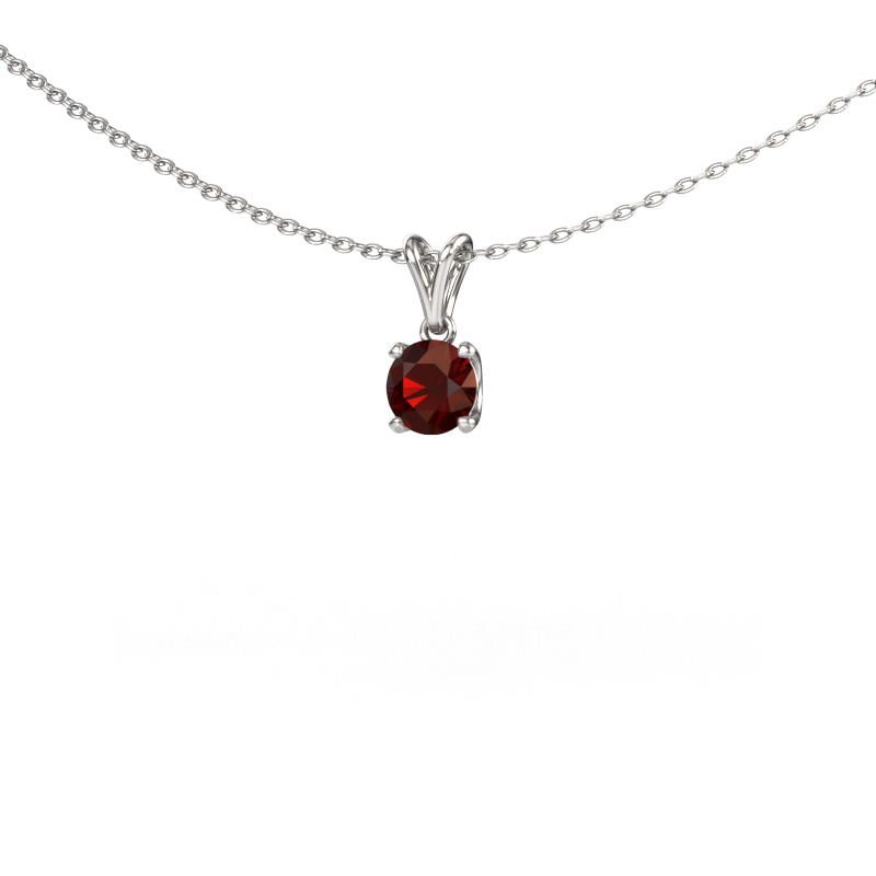 Image of Pendant Sam RND 585 white gold Garnet 5 mm