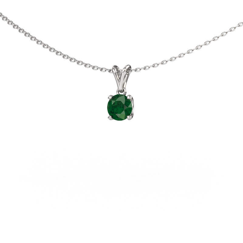 Image of Pendant Sam RND 585 white gold Emerald 5 mm