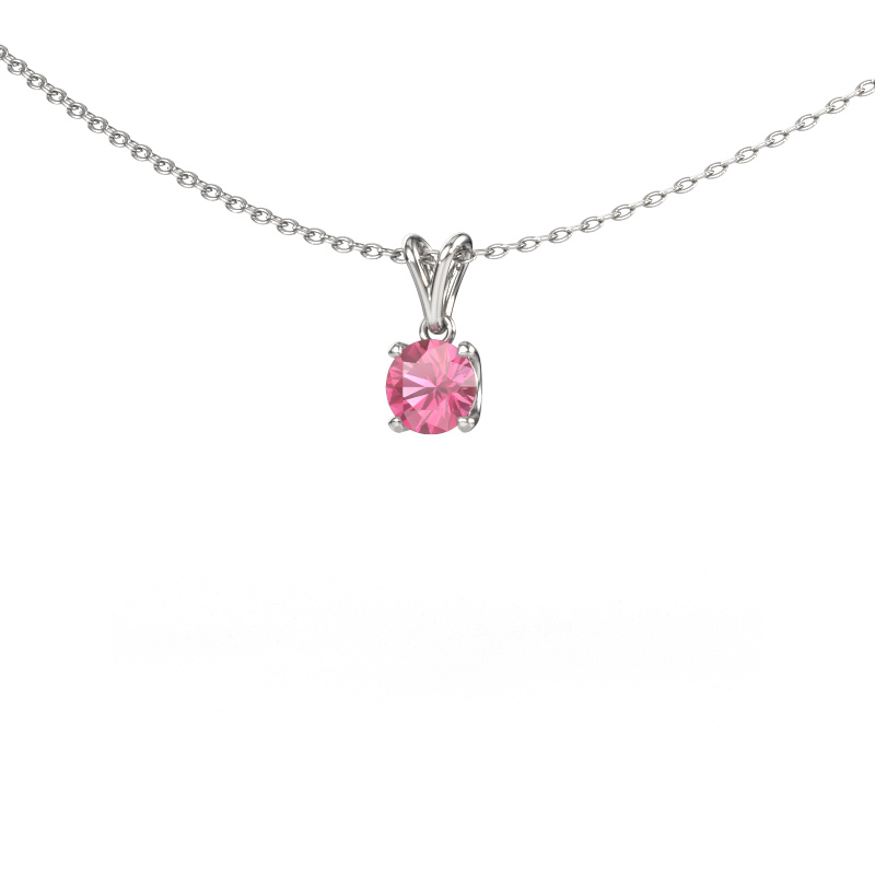Image of Pendant Sam RND 950 platinum Pink sapphire 5 mm