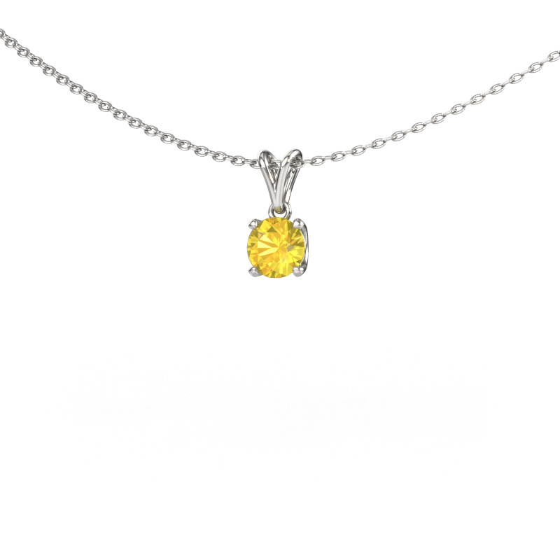 Afbeelding van Hanger Sam RND 585 witgoud Gele saffier 5 mm