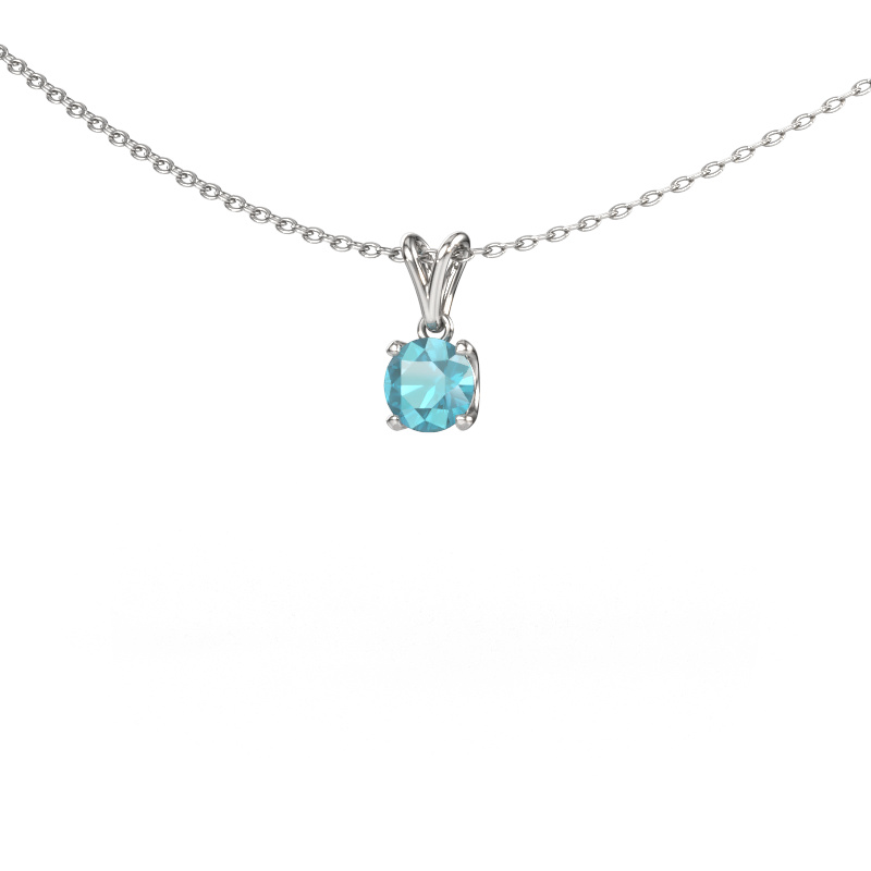 Image de Pendentif Sam RND 950 platine Topaze bleue 5 mm