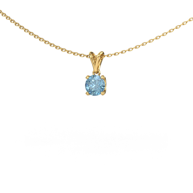 Image of Pendant Sam RND 585 gold Blue lab grown diamond 5 mm