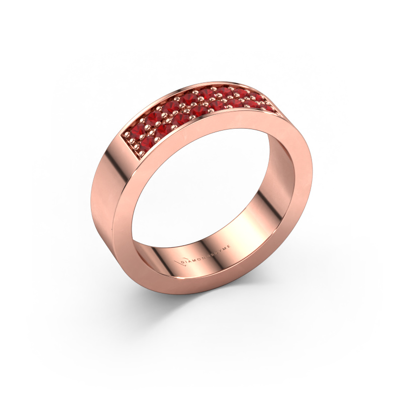 Image of Stackable ring Catharina 5 585 rose gold Ruby 1.7 mm