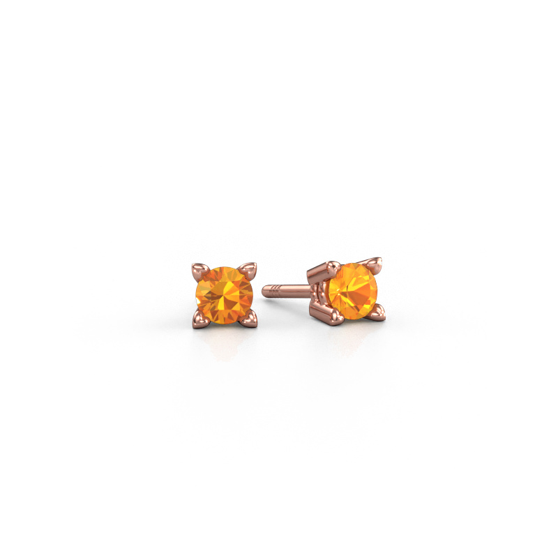Image of Stud earrings Cather 585 rose gold Citrin 4 mm