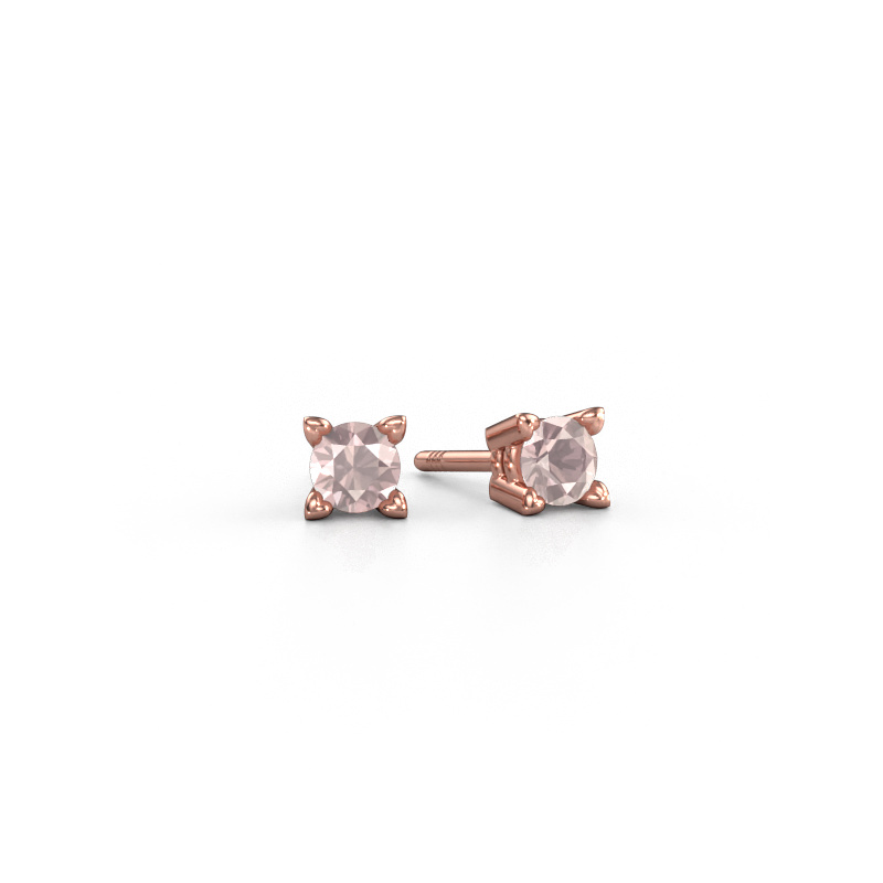 Image de Clous d'oreilles Cather 585 or rose Champagne morganite 4 mm