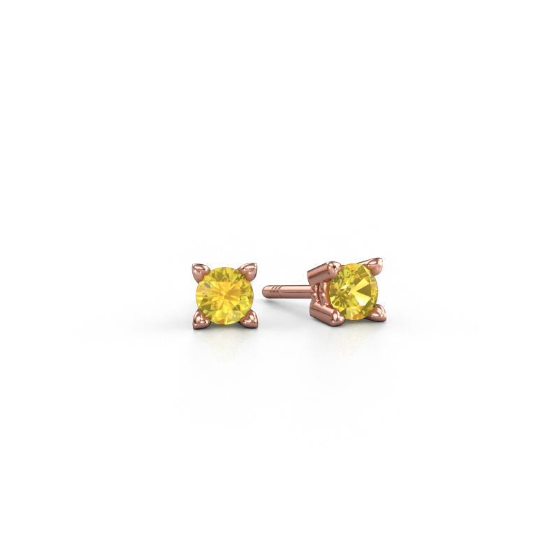 Image of Stud earrings Cather 585 rose gold Yellow sapphire 4 mm