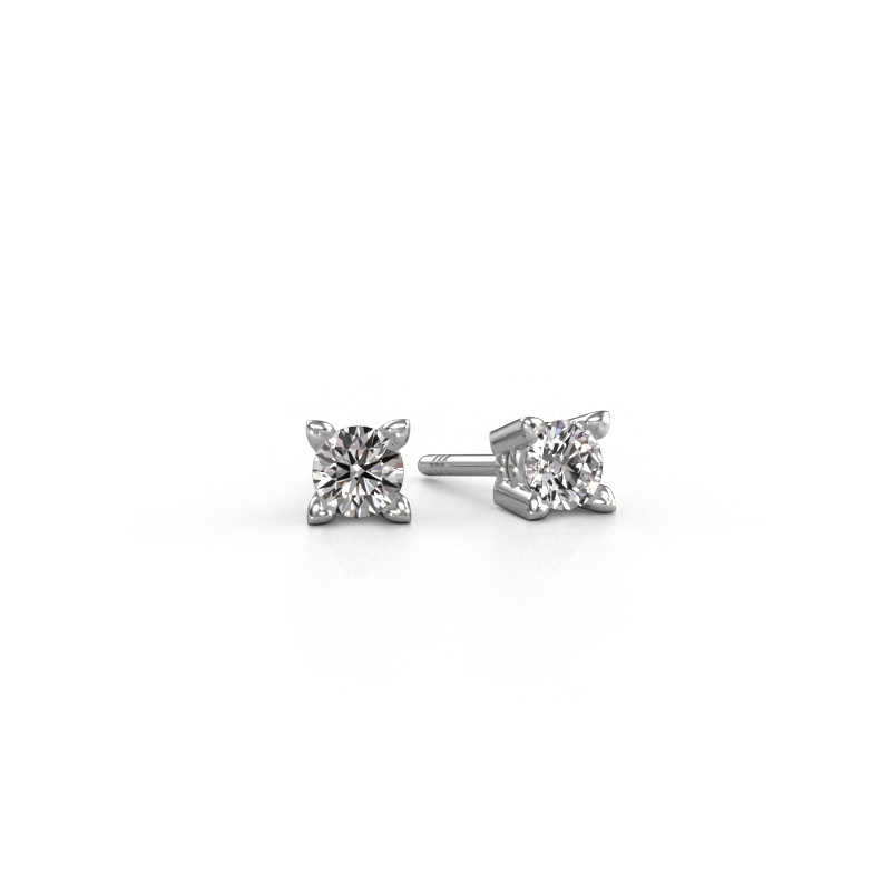 Image of Stud earrings Cather 585 white gold Custom diamond 4 mm