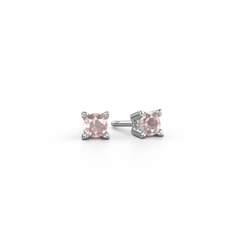 Image of Stud earrings Cather 585 white gold Morganite champagne 4 mm