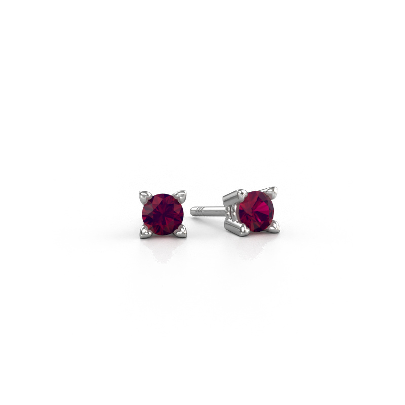 Image of Stud earrings Cather 950 platinum Rhodolite 4 mm