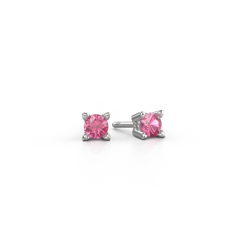 Image of Stud earrings Cather 950 platinum Pink sapphire 4 mm