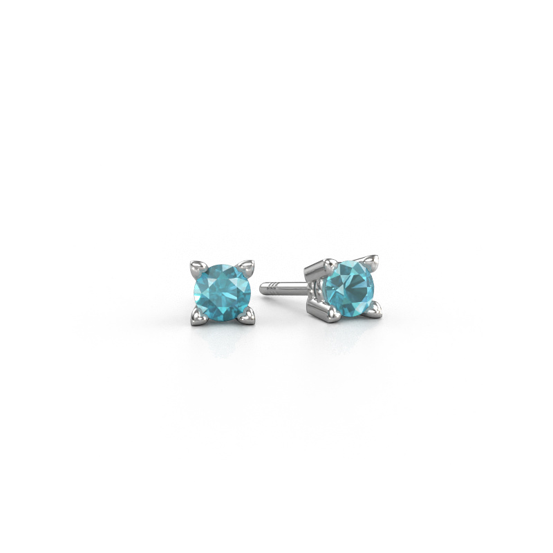 Image de Clous d'oreilles Cather 950 platine Topaze bleue 4 mm