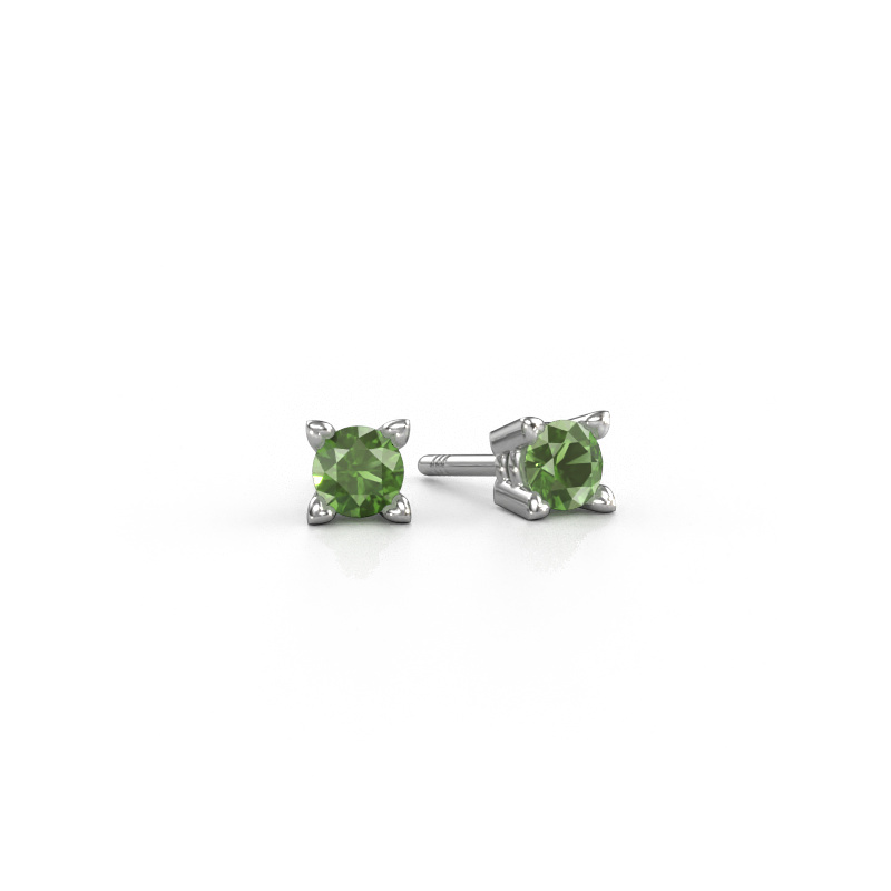 Image of Stud earrings Cather 950 platinum Tourmaline green 4 mm