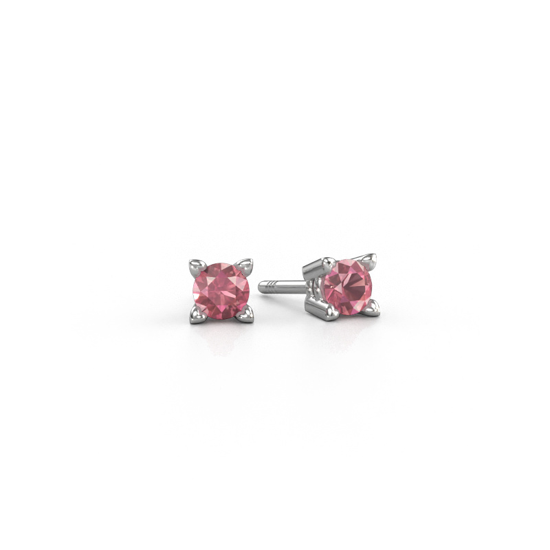 Image of Stud earrings Cather 585 white gold Tourmaline pink 4 mm