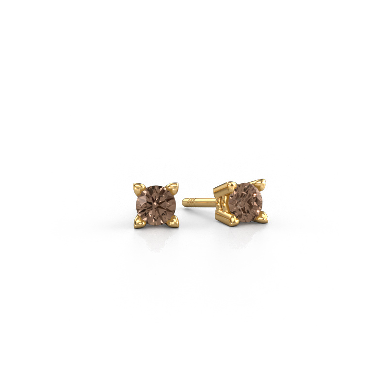 Image of Stud earrings Cather 585 gold Brown diamond 0.50 crt