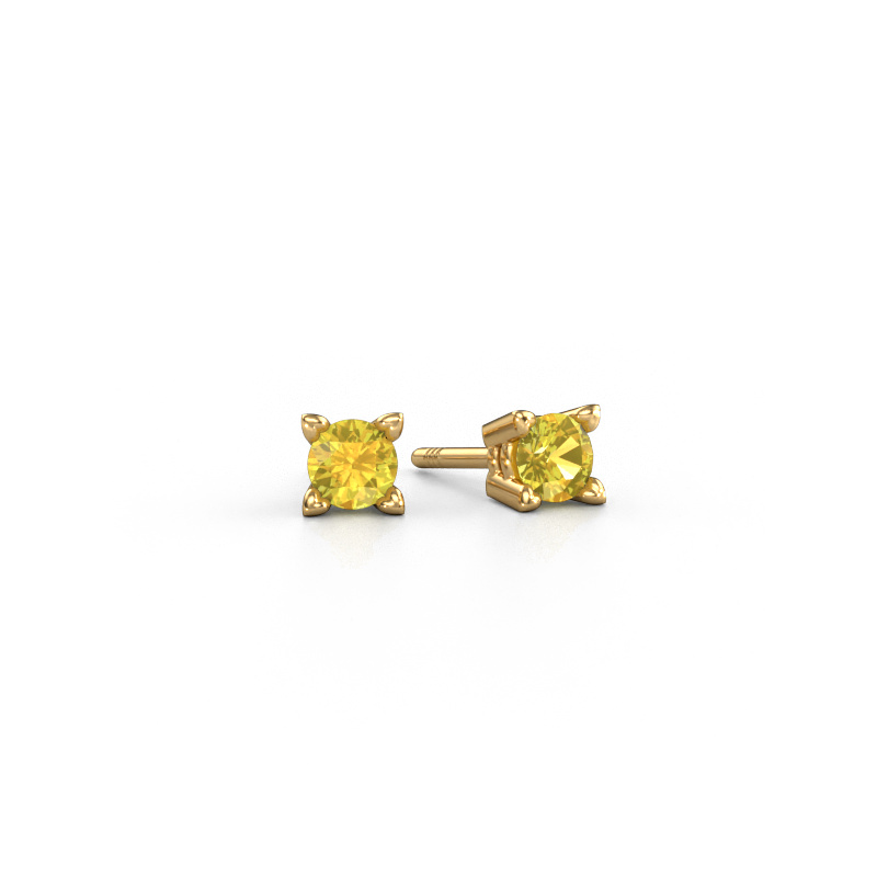Image de Clous d'oreilles Cather 585 or jaune Saphir jaune 4 mm