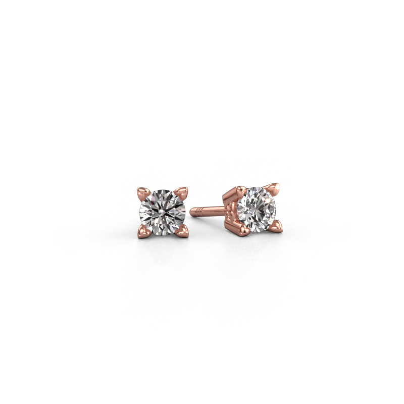 Image de Clous d'oreilles Cather 585 or rose Diamant 0.80 crt