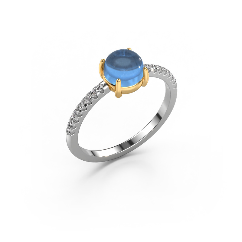 Image of Ring Cathie 585 white gold Blue topaz 6 mm