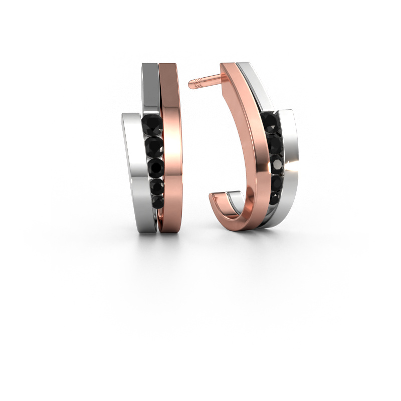 Image of Earrings Cato 585 rose gold Black diamond 0.30 crt