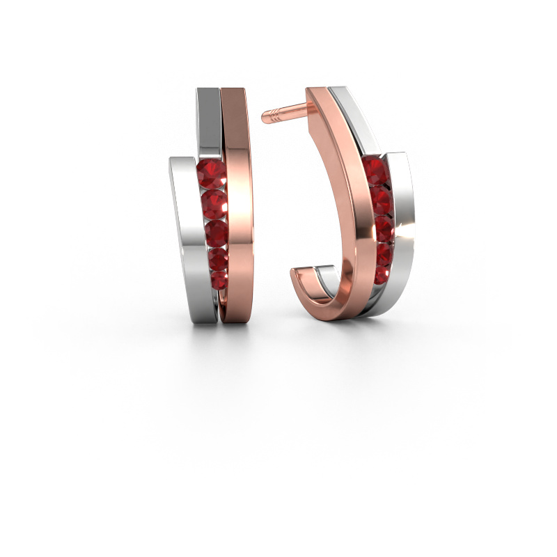 Image of Earrings Cato 585 rose gold Ruby 2.2 mm