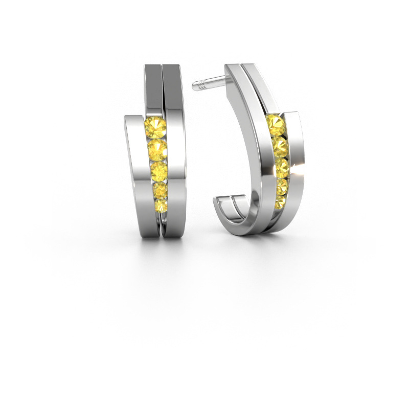 Image of Earrings Cato 950 platinum Yellow sapphire 2.2 mm