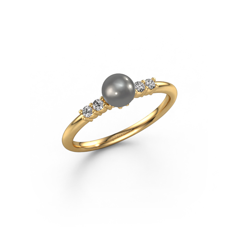 Image of Ring Cecile 585 gold Grey pearl 5 mm