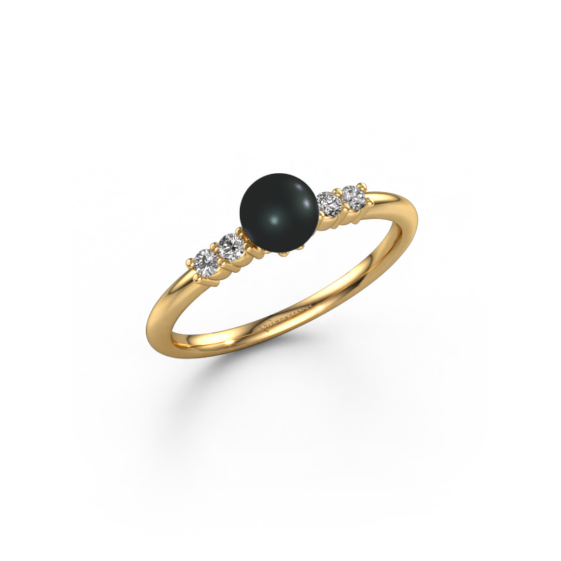 Image of Ring Cecile 585 gold Black pearl 5 mm