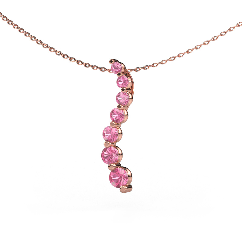Image of Pendant Celeste 2 585 rose gold Pink sapphire 2.2 mm