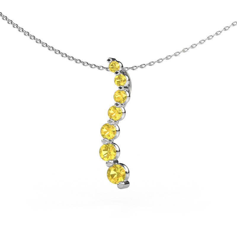 Image of Pendant Celeste 2 585 white gold Yellow sapphire 2.2 mm