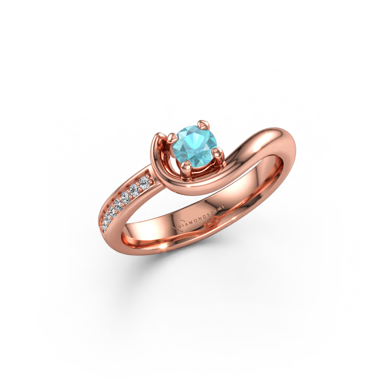 Immagine di Anello di fidanzamento Ceylin 585 oro rosa Topazio blu 4 mm