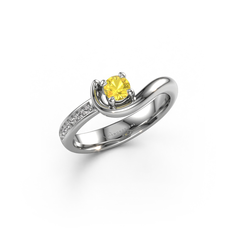 Image of Engagement ring Ceylin 950 platinum Yellow sapphire 4 mm