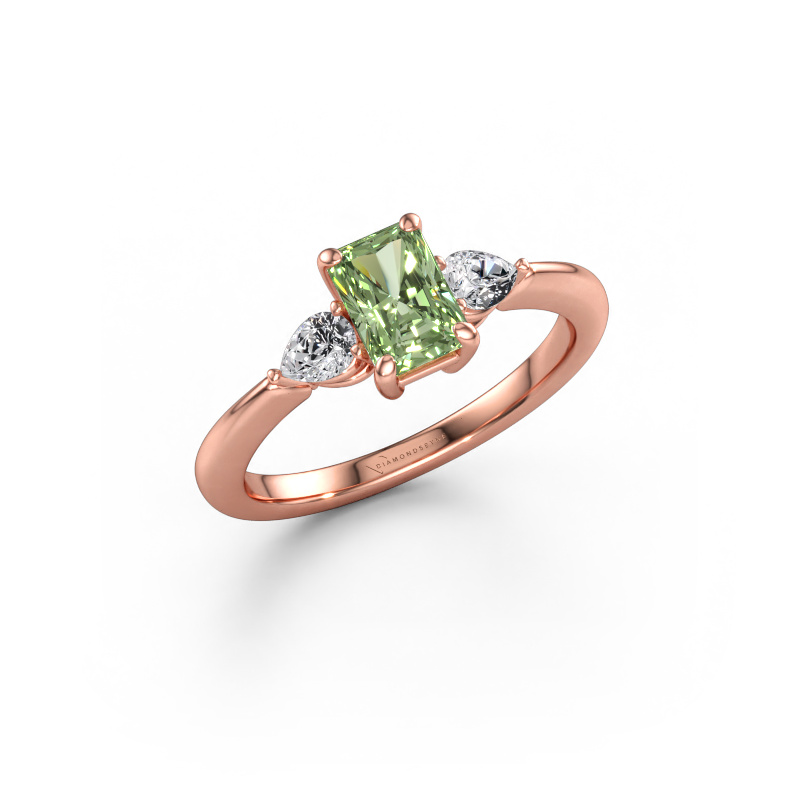 Bild av Förlovningsring Chanou RAD 585 roséguld Grön labbodlad diamant 6.5x4.5 mm