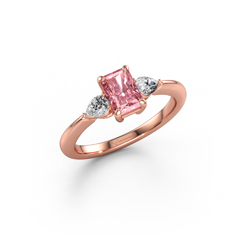 Image of Engagement ring Chanou RAD 585 rose gold Pink lab grown diamond 6.5x4.5 mm